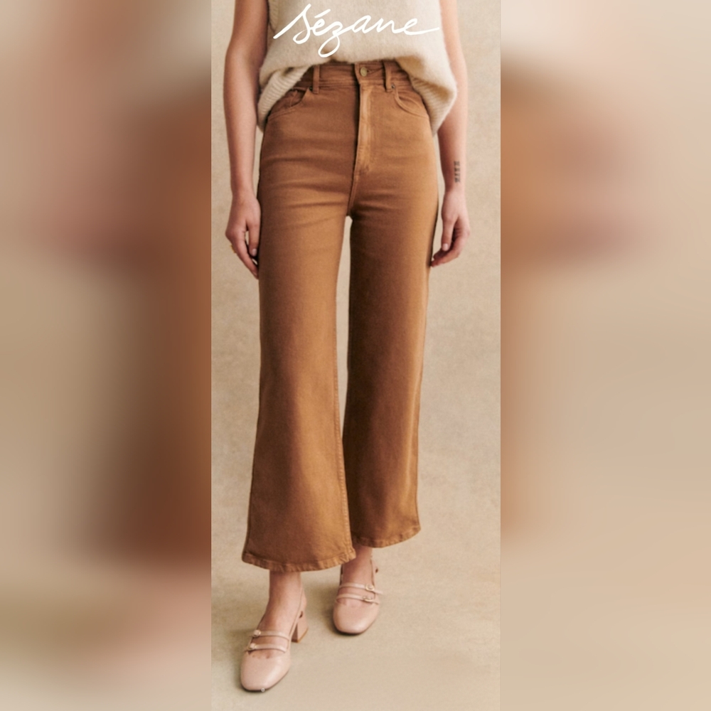 Sezane Le Crop Pants Coffee 38